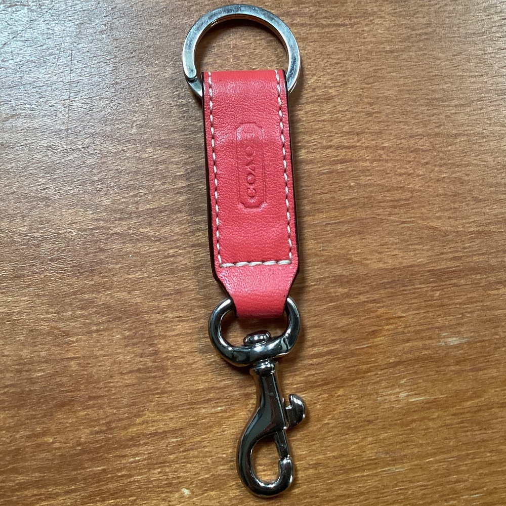 Coach Red Leather Key Holder Silver-tone Hardware